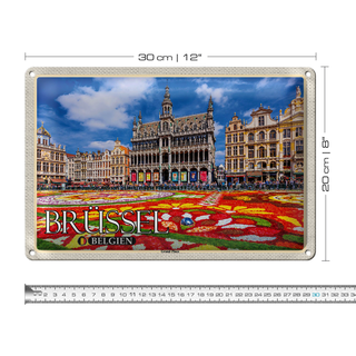 Blechschild Reise 30x20cm Brüssel Belgien Grand Place
