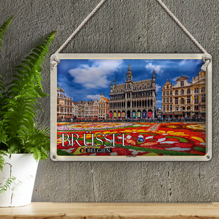 Blechschild Reise 30x20cm Brüssel Belgien Grand Place