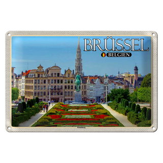 Blechschild Reise 30x20cm Brüssel Belgien Kunstberg