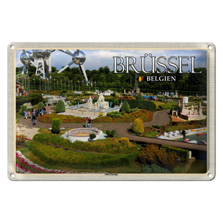 Blechschild Reise 30x20cm Brüssel Belgien Mini Europe