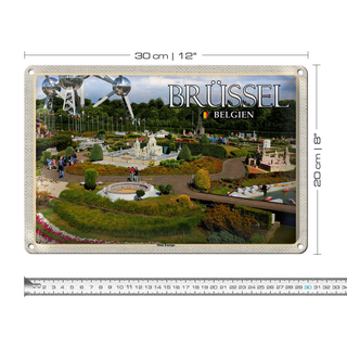 Blechschild Reise 30x20cm Brüssel Belgien Mini Europe