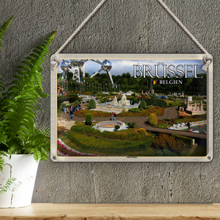 Blechschild Reise 30x20cm Brüssel Belgien Mini Europe