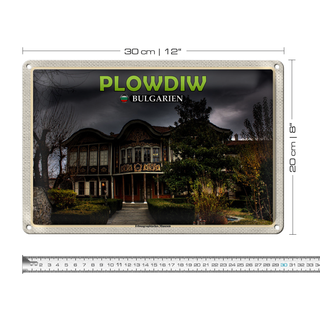 Blechschild Reise 30x20cm Plowdiw Bulgarien Ethnographisches Museum
