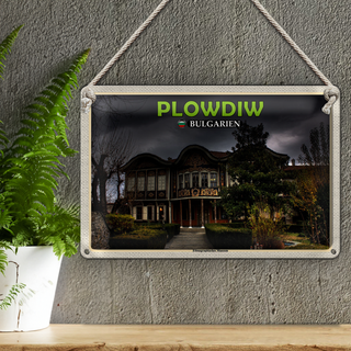 Blechschild Reise 30x20cm Plowdiw Bulgarien Ethnographisches Museum