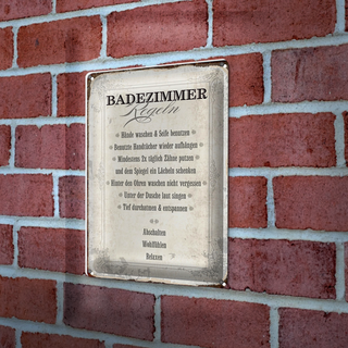 Blechschild Spruch 20x30cm Badezimmer Regeln Haus