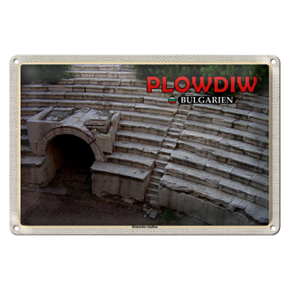 Blechschild Reise 30x20cm Plowdiw Bulgarien Römisches Stadion