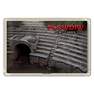Blechschild Reise 30x20cm Plowdiw Bulgarien Römisches Stadion