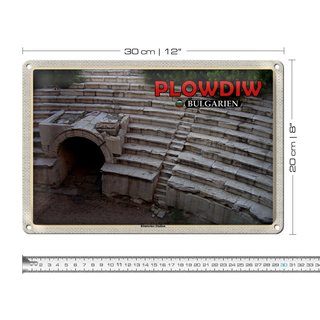 Blechschild Reise 30x20cm Plowdiw Bulgarien Römisches Stadion