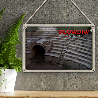 Blechschild Reise 30x20cm Plowdiw Bulgarien Römisches Stadion