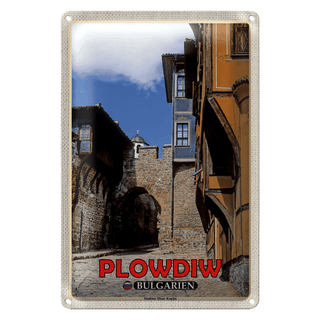 Blechschild Reise 20x30cm Plowdiw Bulgarien Stadttor Hisar Kapija