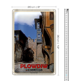 Blechschild Reise 20x30cm Plowdiw Bulgarien Stadttor Hisar Kapija