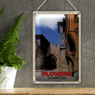 Blechschild Reise 20x30cm Plowdiw Bulgarien Stadttor Hisar Kapija