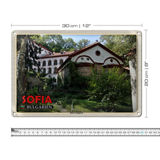 Blechschild Reise 30x20cm Sofia Bulgarien Kloster Dragalevtsi