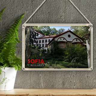 Blechschild Reise 30x20cm Sofia Bulgarien Kloster Dragalevtsi