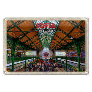 Blechschild Reise 30x20cm Sofia Bulgarien Markthalle Halite