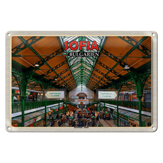 Blechschild Reise 30x20cm Sofia Bulgarien Markthalle Halite