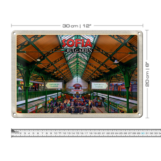 Blechschild Reise 30x20cm Sofia Bulgarien Markthalle Halite