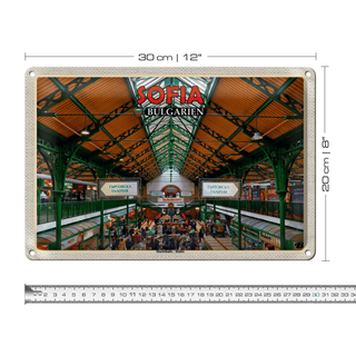 Blechschild Reise 30x20cm Sofia Bulgarien Markthalle Halite