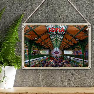 Blechschild Reise 30x20cm Sofia Bulgarien Markthalle Halite