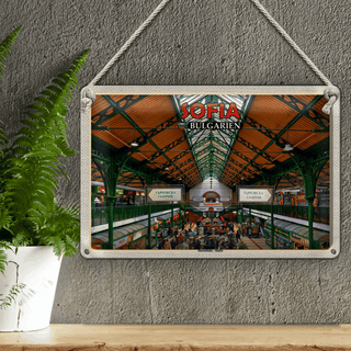 Blechschild Reise 30x20cm Sofia Bulgarien Markthalle Halite