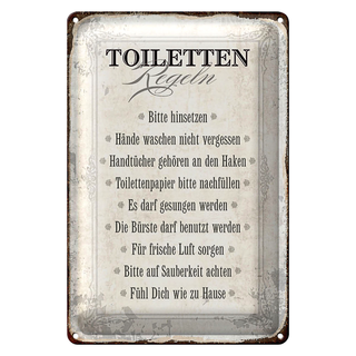 Blechschild Spruch 20x30cm Toiletten Regeln Haus
