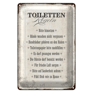 Blechschild Spruch 20x30cm Toiletten Regeln Haus