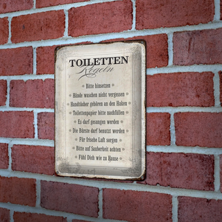 Blechschild Spruch 20x30cm Toiletten Regeln Haus