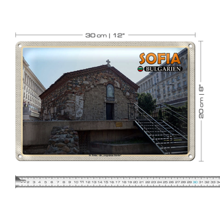 Blechschild Reise 30x20cm Sofia Bulgarien Sv Petka vergrabene Kirche