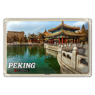Blechschild Reise 30x20cm Peking China Beihai Park Wanddeko