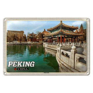Blechschild Reise 30x20cm Peking China Beihai Park Wanddeko
