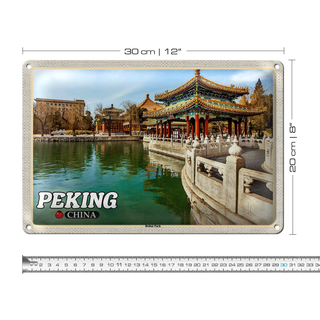 Blechschild Reise 30x20cm Peking China Beihai Park Wanddeko