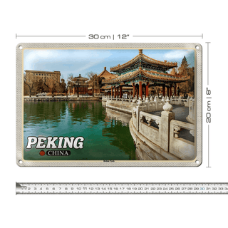 Blechschild Reise 30x20cm Peking China Beihai Park Wanddeko