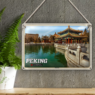Blechschild Reise 30x20cm Peking China Beihai Park Wanddeko