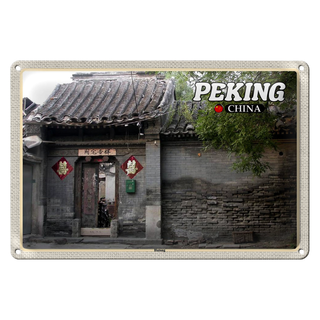 Blechschild Reise 30x20cm Peking China Hutong