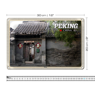 Blechschild Reise 30x20cm Peking China Hutong