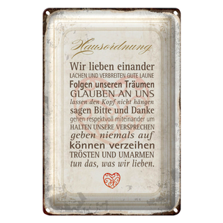 Blechschild Spruch 20x30cm Hausordnung Haus