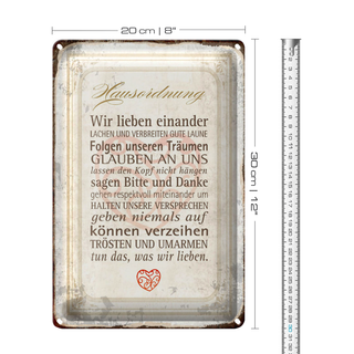 Blechschild Spruch 20x30cm Hausordnung Haus
