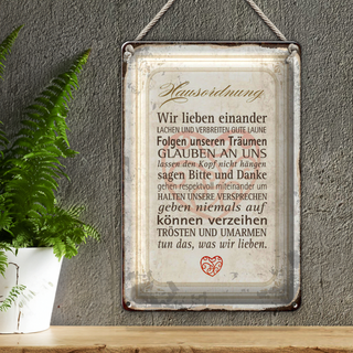 Blechschild Spruch 20x30cm Hausordnung Haus