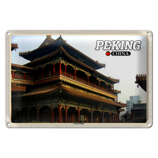 Blechschild Reise 30x20cm Peking China Lama Tempel