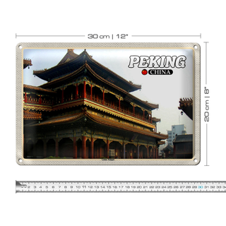 Blechschild Reise 30x20cm Peking China Lama Tempel
