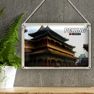 Blechschild Reise 30x20cm Peking China Lama Tempel