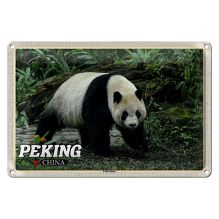 Blechschild Reise 30x20cm Peking China Panda Haus