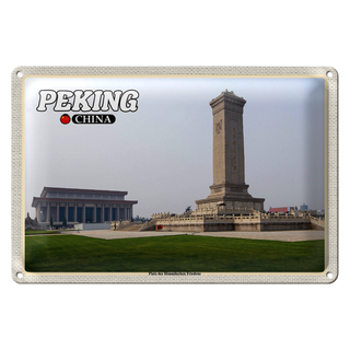 Blechschild Reise 30x20cm Peking China Platz Himmlischen Friedens