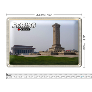 Blechschild Reise 30x20cm Peking China Platz Himmlischen Friedens