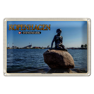 Blechschild Reise 30x20cm Kopenhagen Dänemark kleine Meerjungfrau