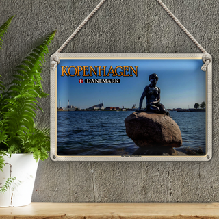 Blechschild Reise 30x20cm Kopenhagen Dänemark kleine Meerjungfrau