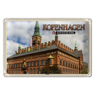 Blechschild Reise 30x20cm Kopenhagen Dänemark Rathaus