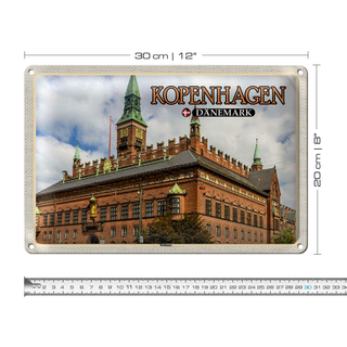 Blechschild Reise 30x20cm Kopenhagen Dänemark Rathaus