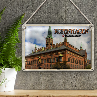 Blechschild Reise 30x20cm Kopenhagen Dänemark Rathaus