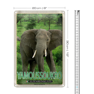 Blechschild Reise 20x30cm Yamoussoukro Elfenbeinküste Nationalpark